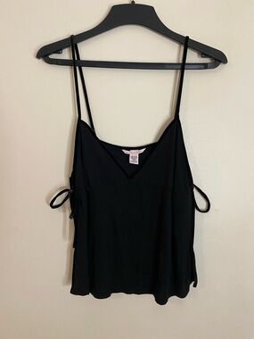 Victoria's Secret Black cami with velvet Spaghetti Strap and  velvet Side Ties
